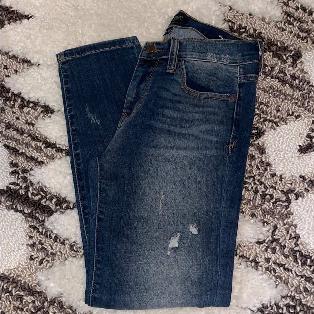 Dark Blue Distressed Women Jeans